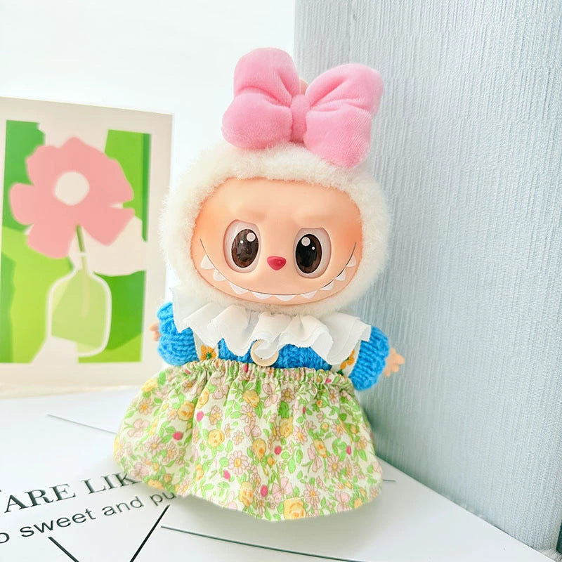 [Clothes only] 17cm Labubuwa clothes LABUBU blind box sitting party one, two, three generations of gold and purple joy clothes