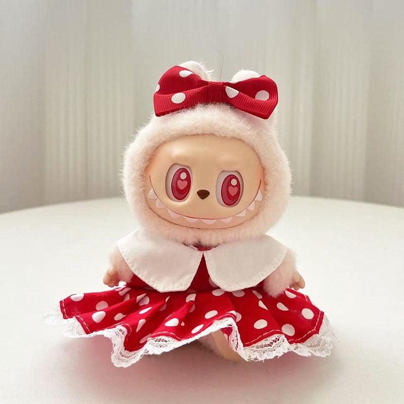 First and second generation Labubu clothes pendant Labubu sitting baby clothes summer skirt jumpsuit cute and cute