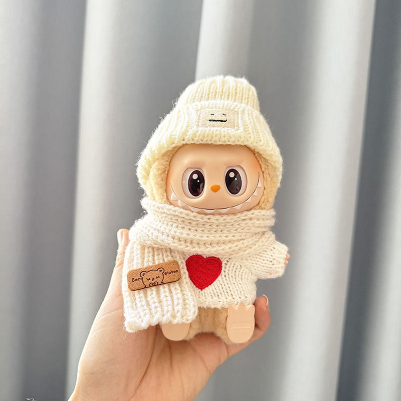 [Clothes only] First and second generation keychain Labubu clothes pendant Rabub sitting blue hat sweater knitted sweater