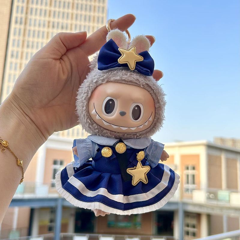 [Clothes only] 17cm pendant, rabub clothes, star rabbit police officer set, keychain, labubu doll clothes.