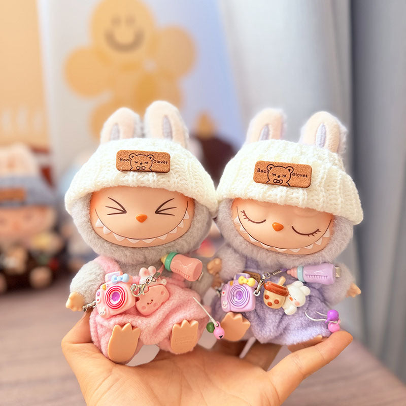 [Clothes only] One, two and three generations Labubu clothes pendant Labubu sitting baby clothes bottle overalls set cute