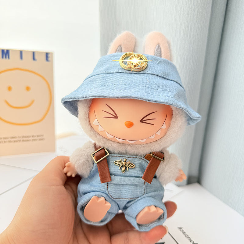 [Clothes only] First and second generation keychain Labubu clothes pendant Labubu baby clothes inverted triangle overalls hat