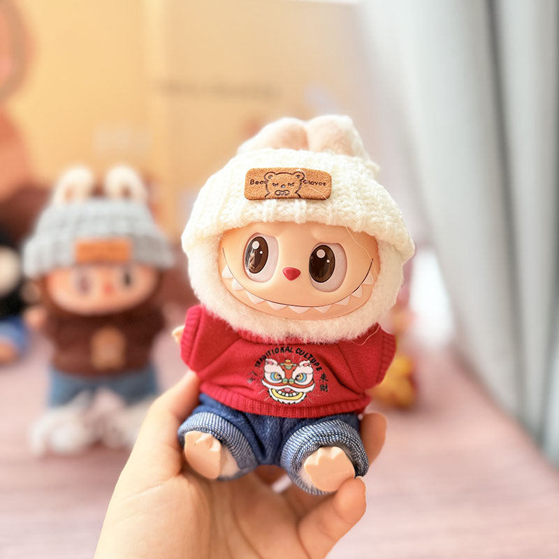 [Clothes only] First and second generation keychain Labubu clothes pendant Labubu baby clothes casual two-piece T-shirt set