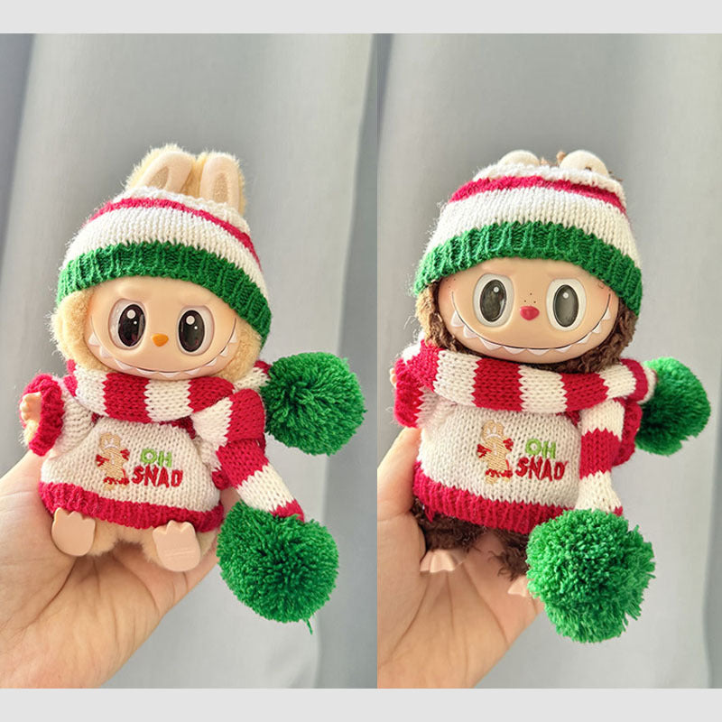[Clothes only] First and second generation keychain Labubu clothes pendant Labubu gingerbread man sweater three-piece set cute