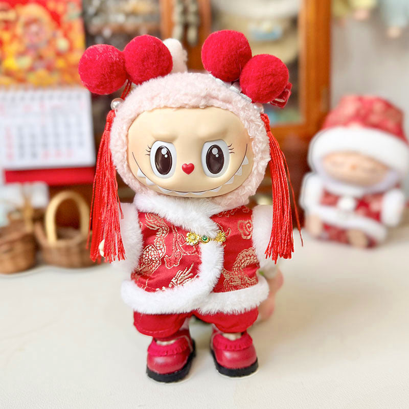 [Clothes only] First and second generation keychain Labubu clothes pendant Labubu sitting party New Year's greeting clothes Moe