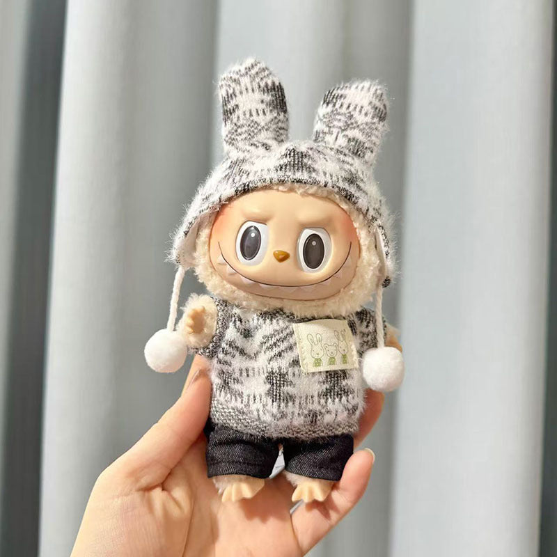 [Clothes only] First and second generation keychain Labubu clothes pendant Labubu sitting party jacquard two-piece set