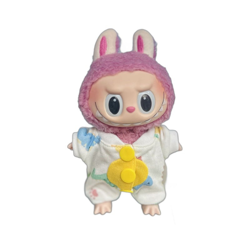 [Clothes only] 17cm pendant, Labubu clothes, keychain Labubu doll, replacement baby clothes, dinosaur onesie.