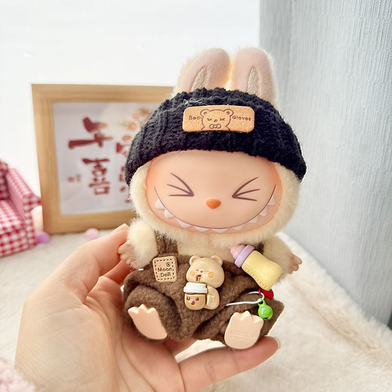 Clothes only] First and second generation Labubu clothes pendant Labubu sitting baby clothes love sweater bear earcap set