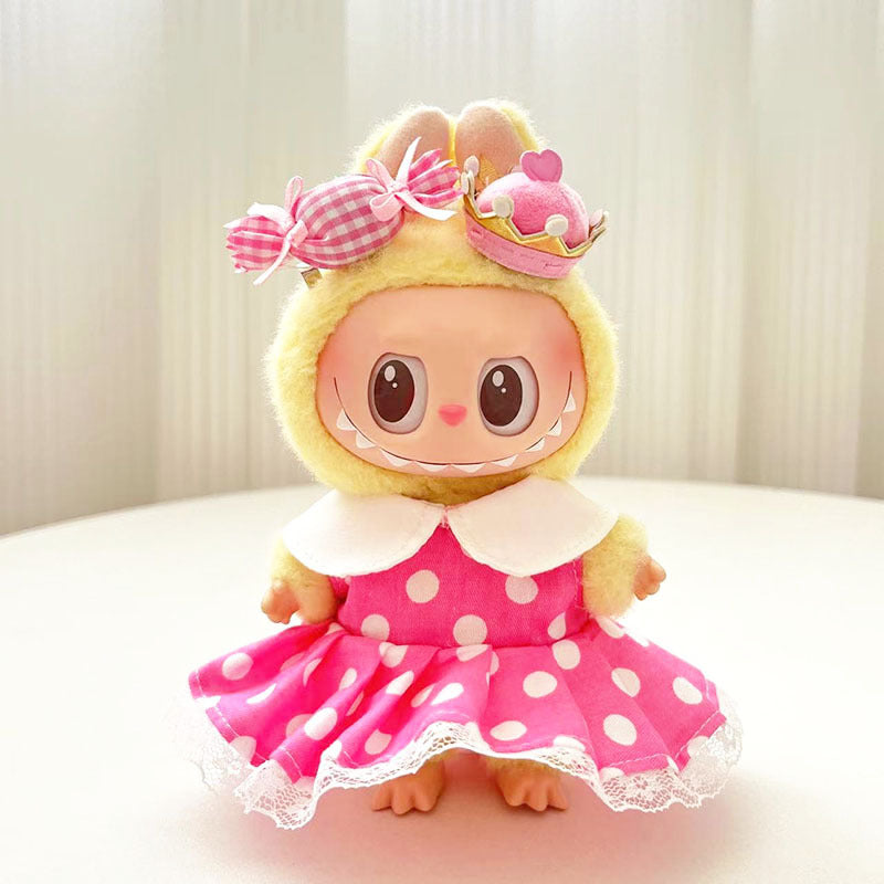 First and second generation Labubu clothes pendant Labubu sitting baby clothes summer skirt jumpsuit cute and cute