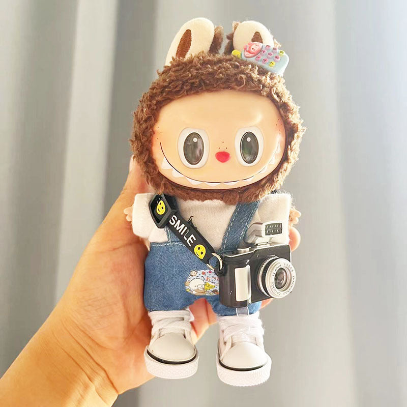 Clothes only] Baby clothes 17cm pendant Labubu clothes Labubu doll with overalls series cute and cute