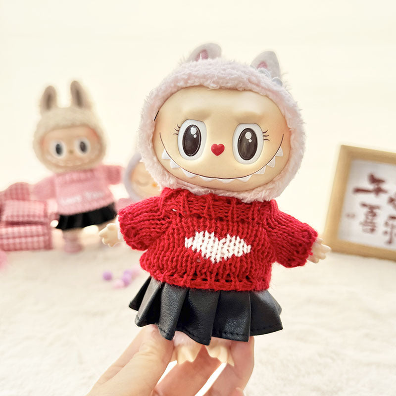 [Clothes only] First and second generation keychain Labubu clothes pendant Labubu cloth leather skirt knitted sweater love you cute