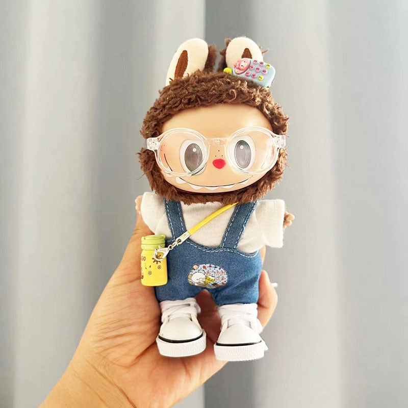 Clothes only] Baby clothes 17cm pendant Labubu clothes Labubu doll with overalls series cute and cute
