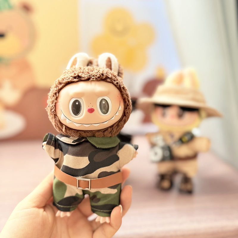 [Clothes only] One, two and three generations of keychains Labubu clothes pendant Labubu baby clothes denim cute dog overalls cute