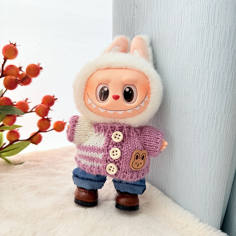 [Clothes only] First and second generation keychain Labubu clothes pendant Rab cloth button sweater jeans set cute