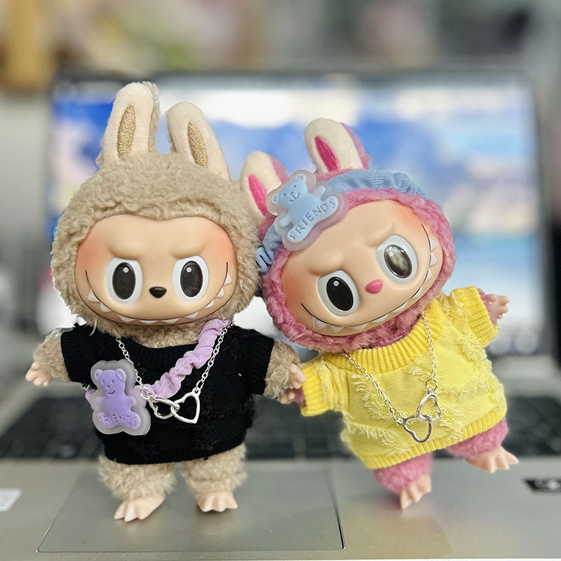 [Clothes only] 17cm pendant, Labubu clothes, keychain Labubu doll, replacement baby clothes, cool trend clothes.