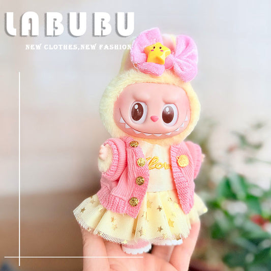[Clothes only] 17cm Labubuwa clothes LABUBU blind box sitting party one two three generation gold powder joy pack