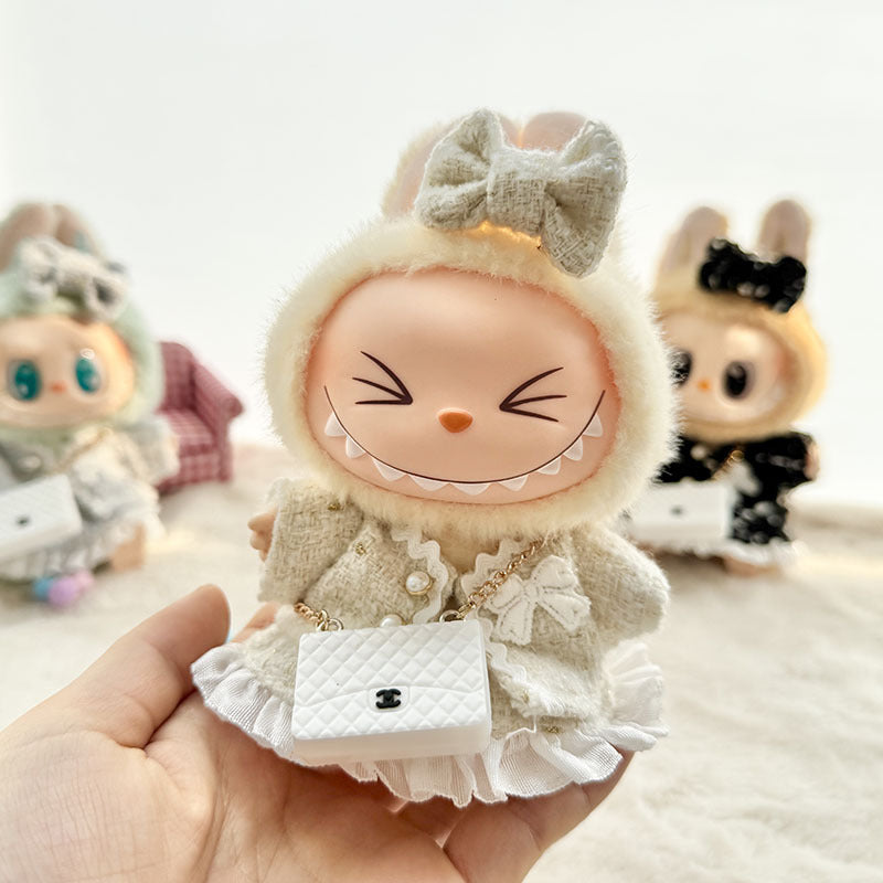 [Clothes only] First and second generation keychain Labubu clothes pendant Labubu baby clothes classic small fragrant skirt set