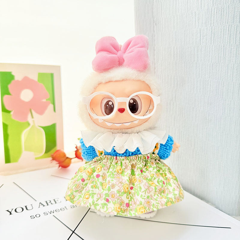 [Clothes only] First and second generation keychain Labubu clothes pendant Labubu baby clothes spring outing flower skirt set cute