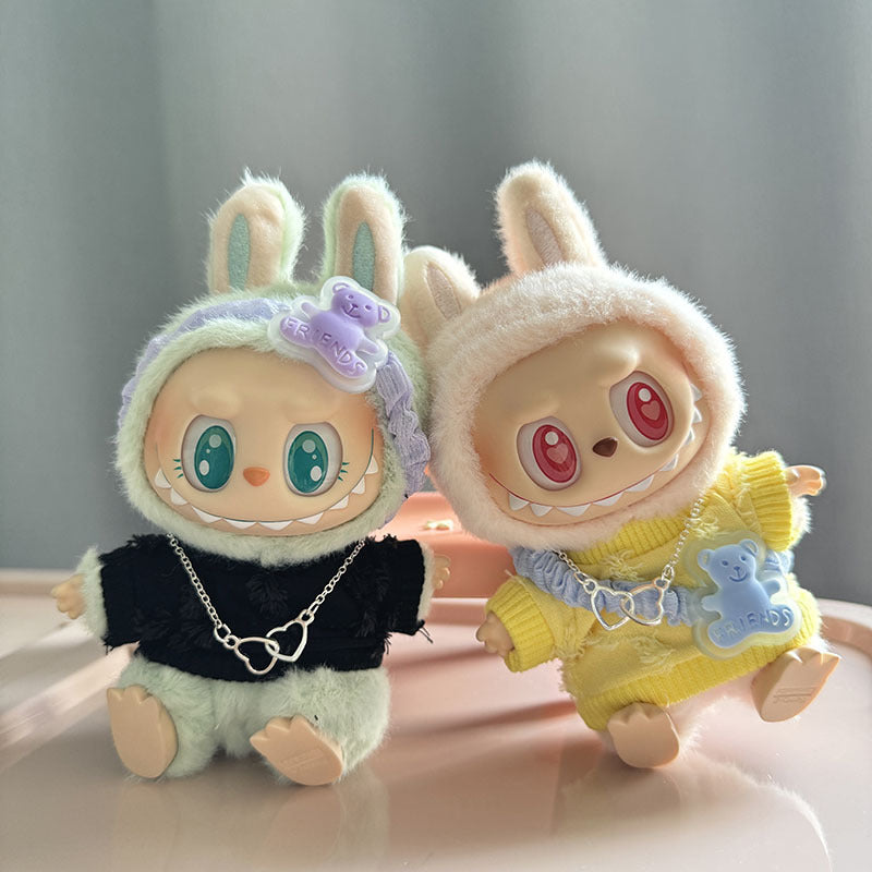 [Clothes only] First/second generation Labubu clothes pendant Labubu sitting party baby clothes black and yellow shirt set