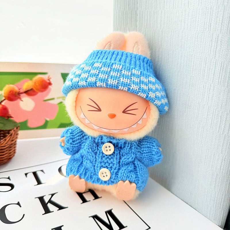 [Clothes only] One, two and three generations of keychains Labubu clothes pendant Labubu baby clothes knitted sweater hat set