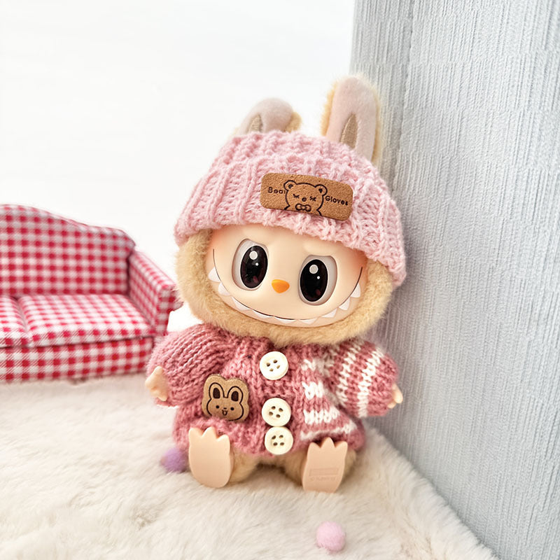 [Clothes only] First and second generation Labubu clothes pendant Labubu sitting party baby clothes wooden button sweater camera clothes