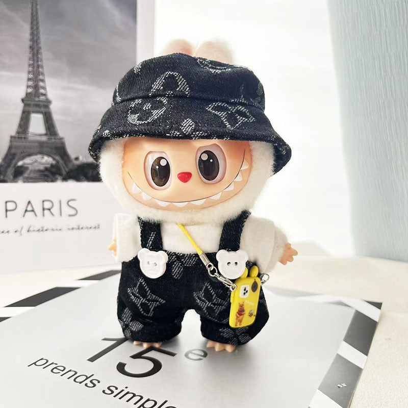 Clothes only] First and second generation Labubu clothes pendant Labubu sitting baby clothes four-leaf clover overalls set cute