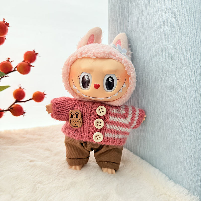 [Clothes only] First and second generation keychain Labubu clothes pendant Rab cloth button sweater jeans set cute