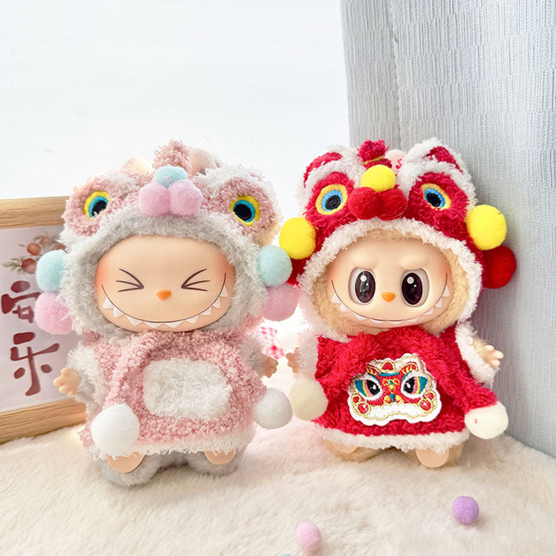 [Clothes only] First and second generation keychain Labubu clothes pendant Labubu New Year's Eve lion baby clothes pink