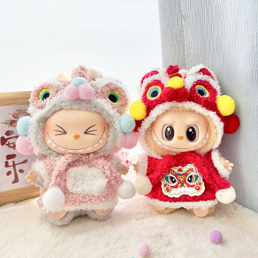 [Clothes only] First and second generation keychain Labubu clothes pendant Labubu New Year's Eve lion baby clothes pink