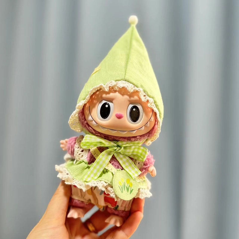 Clothes only] Baby clothes 17cm pendant blind box Labubu clothes Labubu doll for the little witch three-piece set