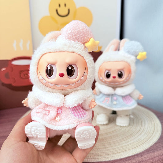 17Cm Labubuwa clothes LABUBU blind box sitting party one two three generations of music angel suit cute cute