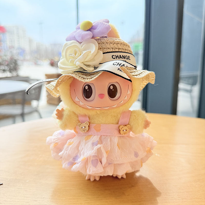 [Clothes only] First and second generation keychain Labubu clothes pendant Labub black fragrant camellia skirt straw hat