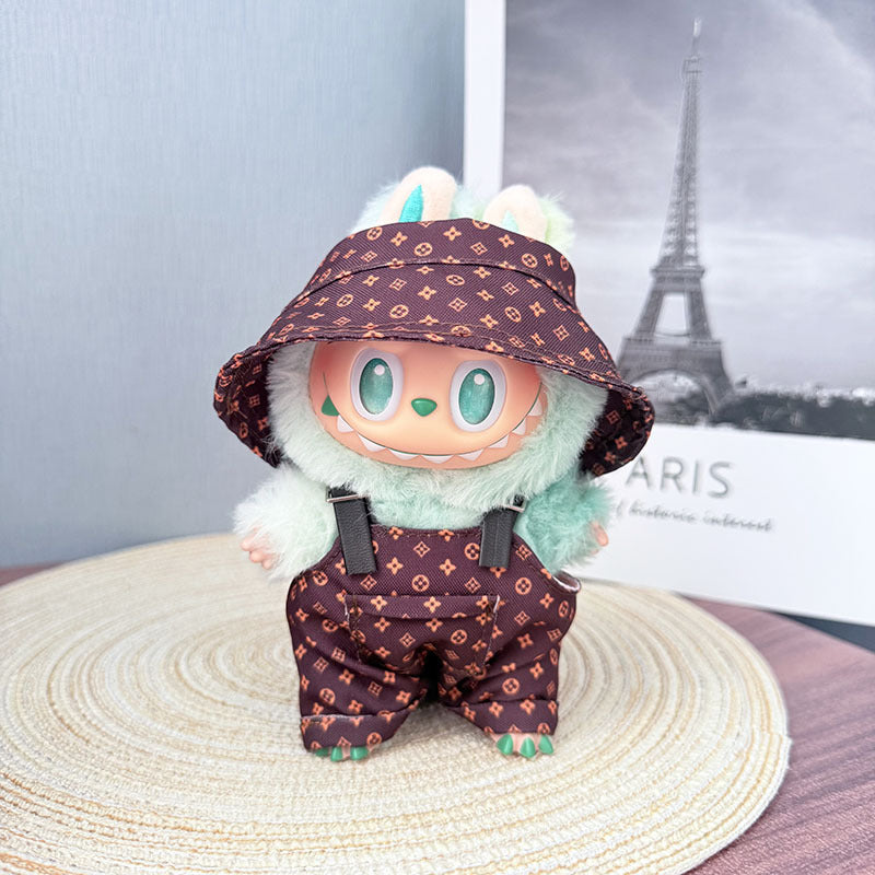 [Clothes only] One, two and three generations Labubu clothes pendant Labubu sitting baby clothes yellow big name bucket hat set