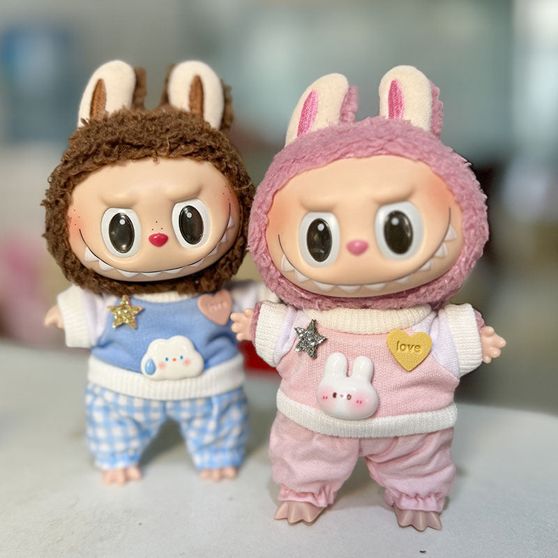 [Clothes only] 17cm pendant, rabub clothes, star rabbit sweater set, keychain labubu doll clothes.