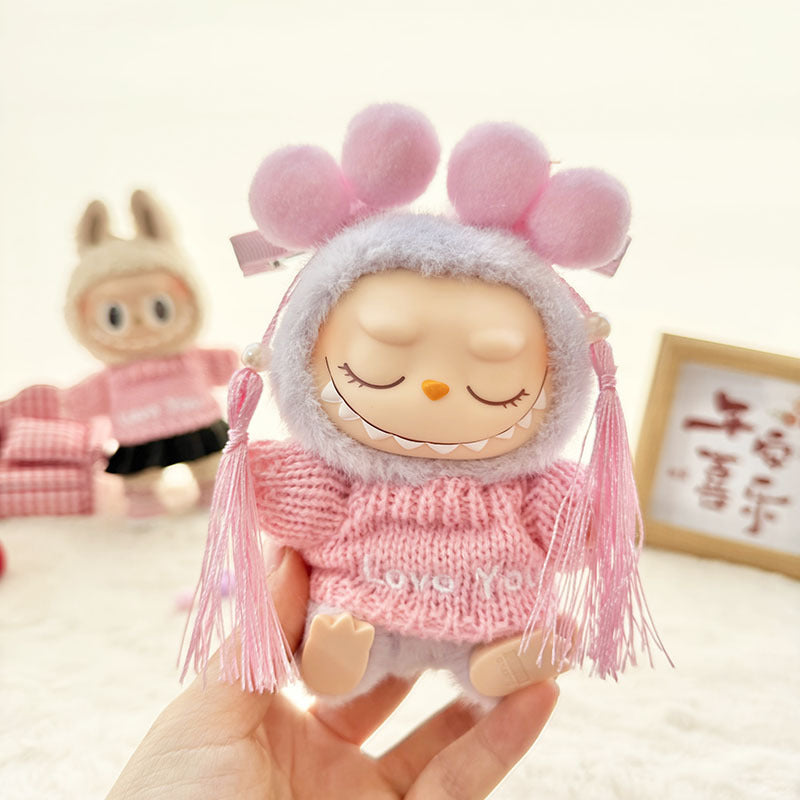 [Clothes only] First and second generation keychain Labubu clothes pendant Labubu cloth leather skirt knitted sweater love you cute