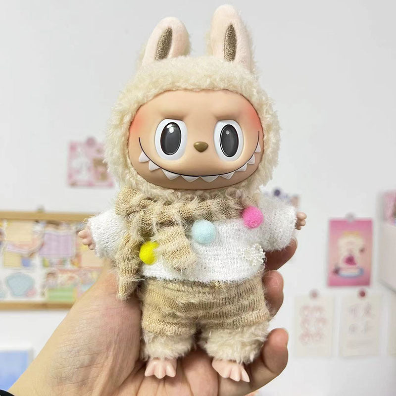 [Clothes only] 17cm pendant Labubu cloth for candy skirt + hairpin Labubu keychain baby clothes are cute and cute.