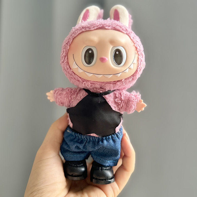 [Clothes only] 17cm pendant Labubu cloth for keychain Labubu doll clothes black star temptation