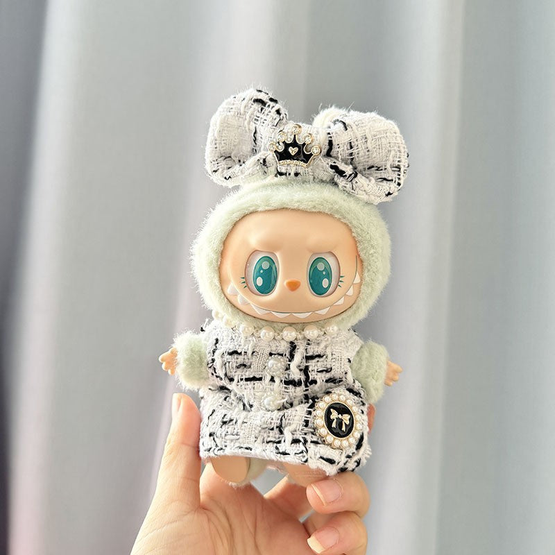 [Clothes only] First and second generation keychain Labubu clothes pendant Labubu pearl style small fragrant skirt women