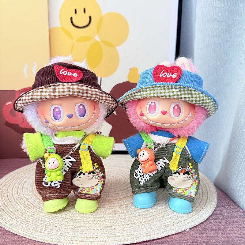 [Clothes only] One, two and three generations Labubu clothes pendant Labubu sitting baby clothes, small new overalls, cute and cute.