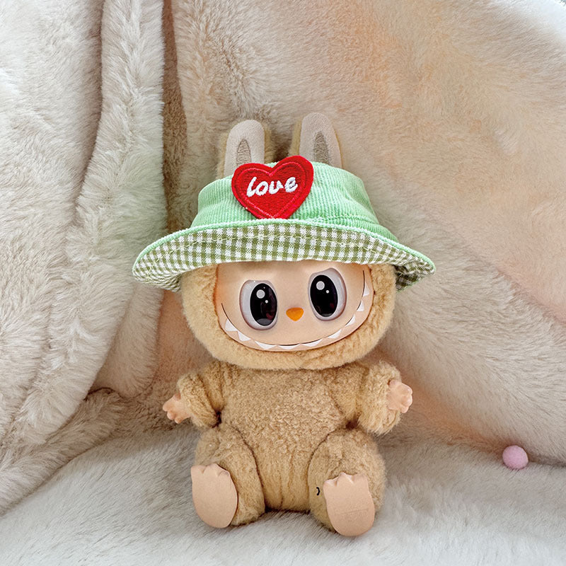 [Clothes only] 17cm blind box Labubu pendant baby clothes small animal hat Labubu trendy bucket hat accessories
