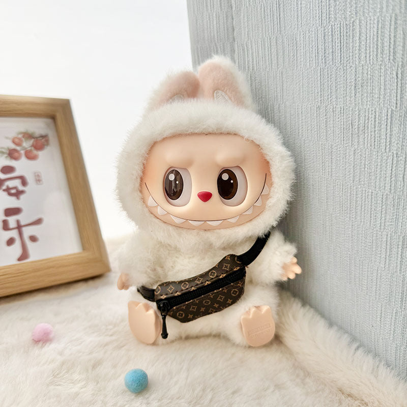 [Clothes only] Labubu clothes pendant Labubu sitting baby clothes khaki wood buckle sweater luck hat set cute