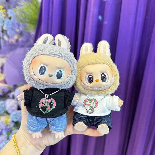 [Clothes only] First and second generation keychain Labubu clothes pendant Labubu cloth for heart-to-heart sweater set