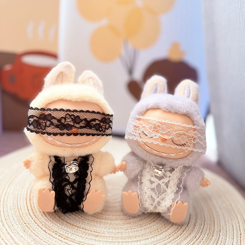 [Clothes only] One, two and three generations Labubu clothes pendant Labubu sitting baby clothes lace goblin two-piece set