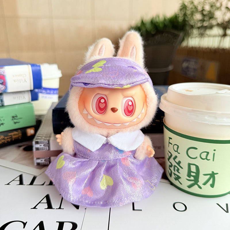 [Clothes only] 17cm Labubuwa clothes LABUBU blind box sitting party one, two, three generations of gold and purple joy clothes