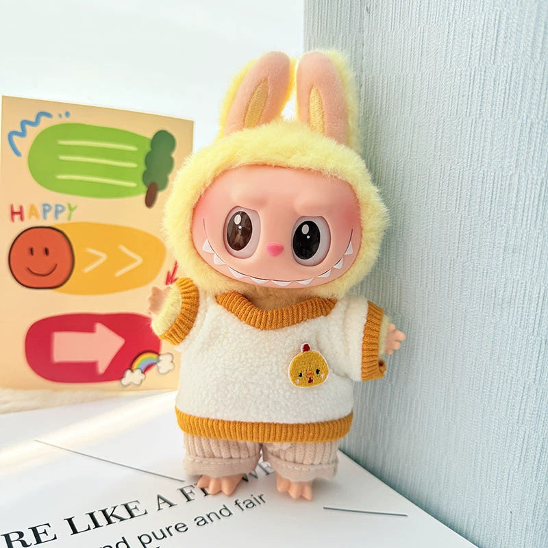 [Clothes only] 17cm Labubuwa clothes LABUBU blind box sitting party one, two, three generations of gold and purple joy clothes