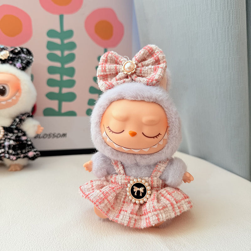 [Clothes only] First and second generation keychain Labubu clothes pendant Labubu baby clothes butterfly pearl fragrant skirt