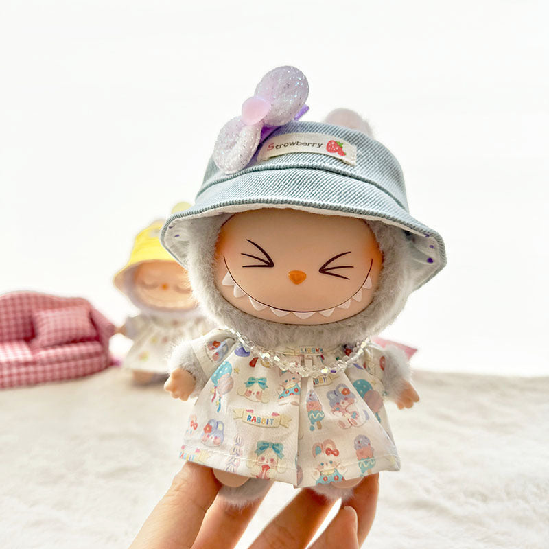 [Clothes only] First and second generation Labubu clothes pendant Labubu sitting party baby clothes cherry rabbit skirt set