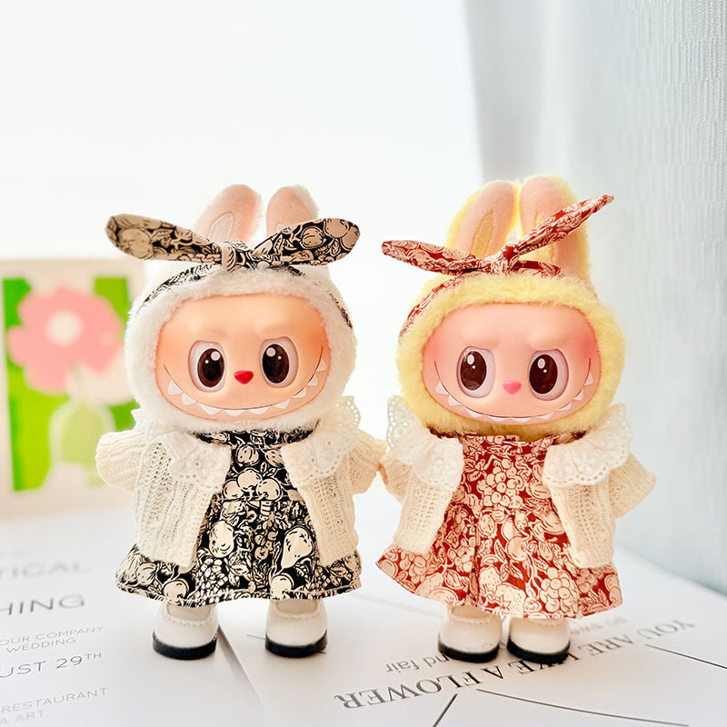 [Clothes only] First and second generation keychain Labubu clothes pendant Labubu baby clothes children's fun flower and fruit skirt set