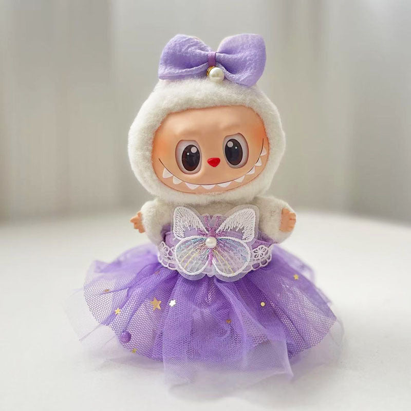 Clothes only] First and second generation Labubu clothes pendant Labubu cloth sitting baby clothes purple butterfly dream gauze skirt fairy