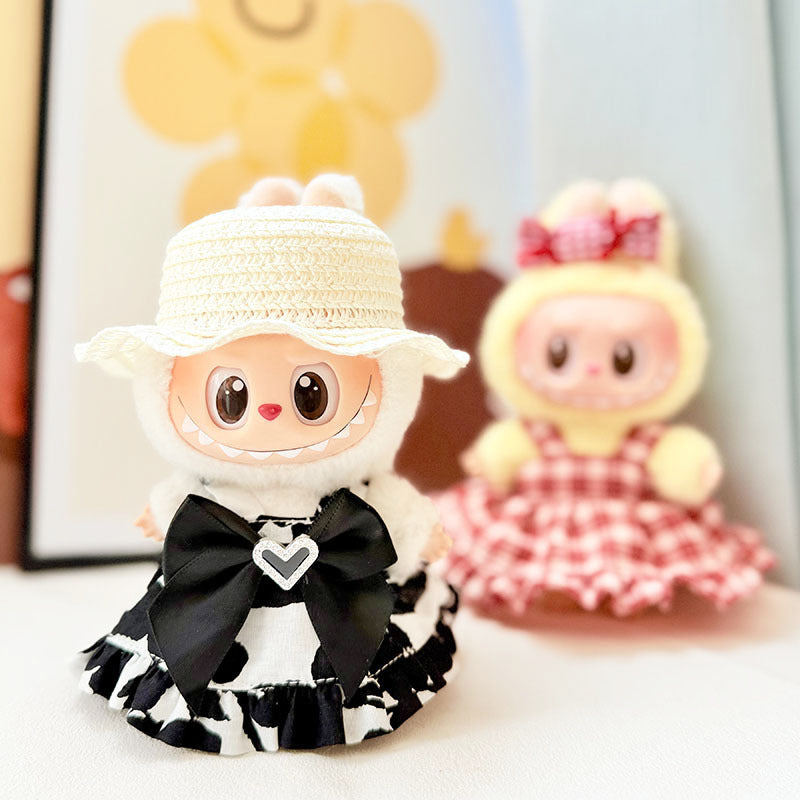 [Clothes only] First and second generation keychain Labubu clothes pendant Labubu baby clothes red grid black and white sweet dream skirt